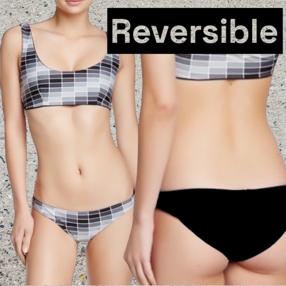 Rachel Pally Zanzibar Skimpy CEMENT GRADIENT Reversible to Solid Black Black - Picture 3 of 9